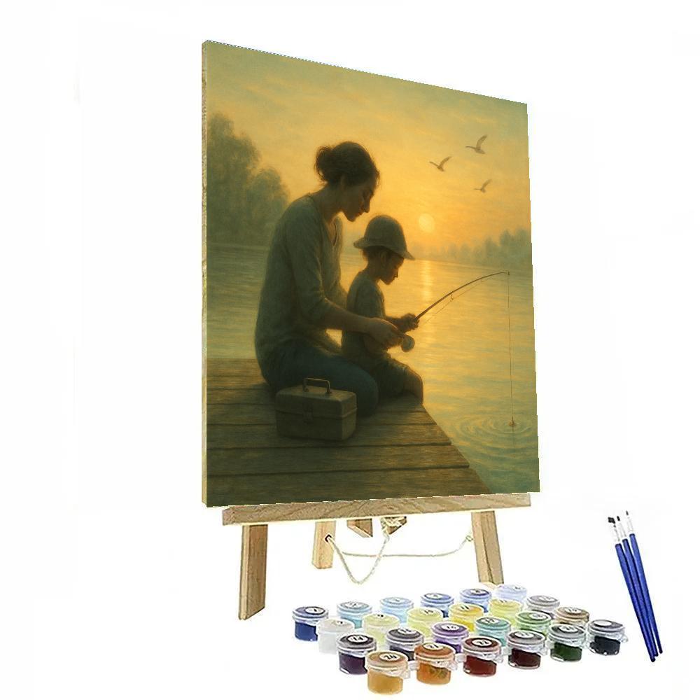 Sunset Dock Fishing Lesson paint by numbers