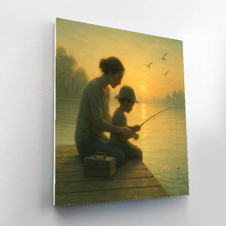 Sunset Dock Fishing Lesson paint by numbers