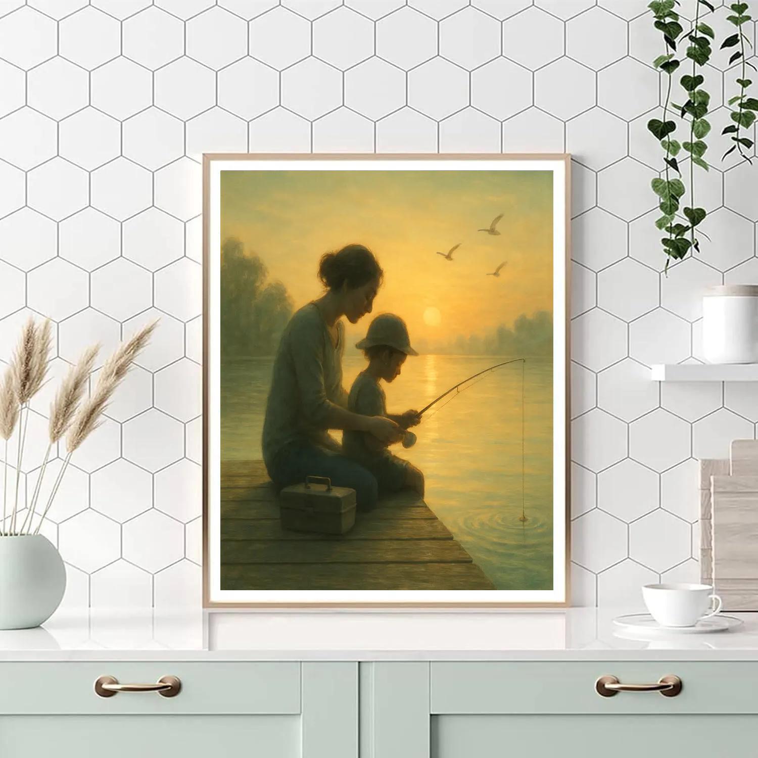 Sunset Dock Fishing Lesson paint by numbers