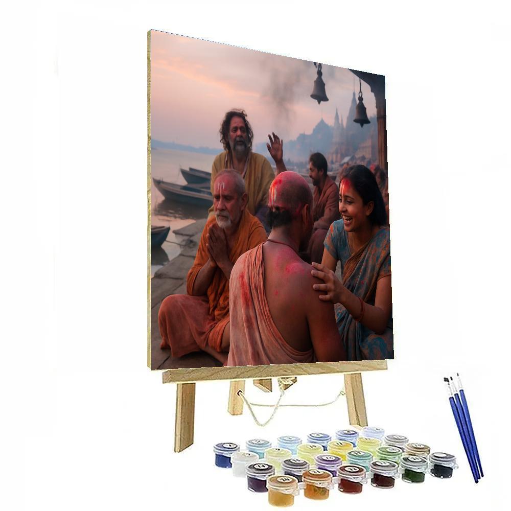 Holi Ritual At Varanasi Sunrise Painting by numbers kit
