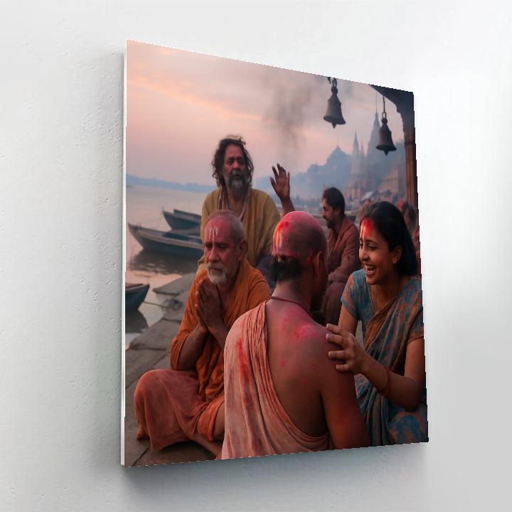 Holi Ritual At Varanasi Sunrise Painting by numbers kit