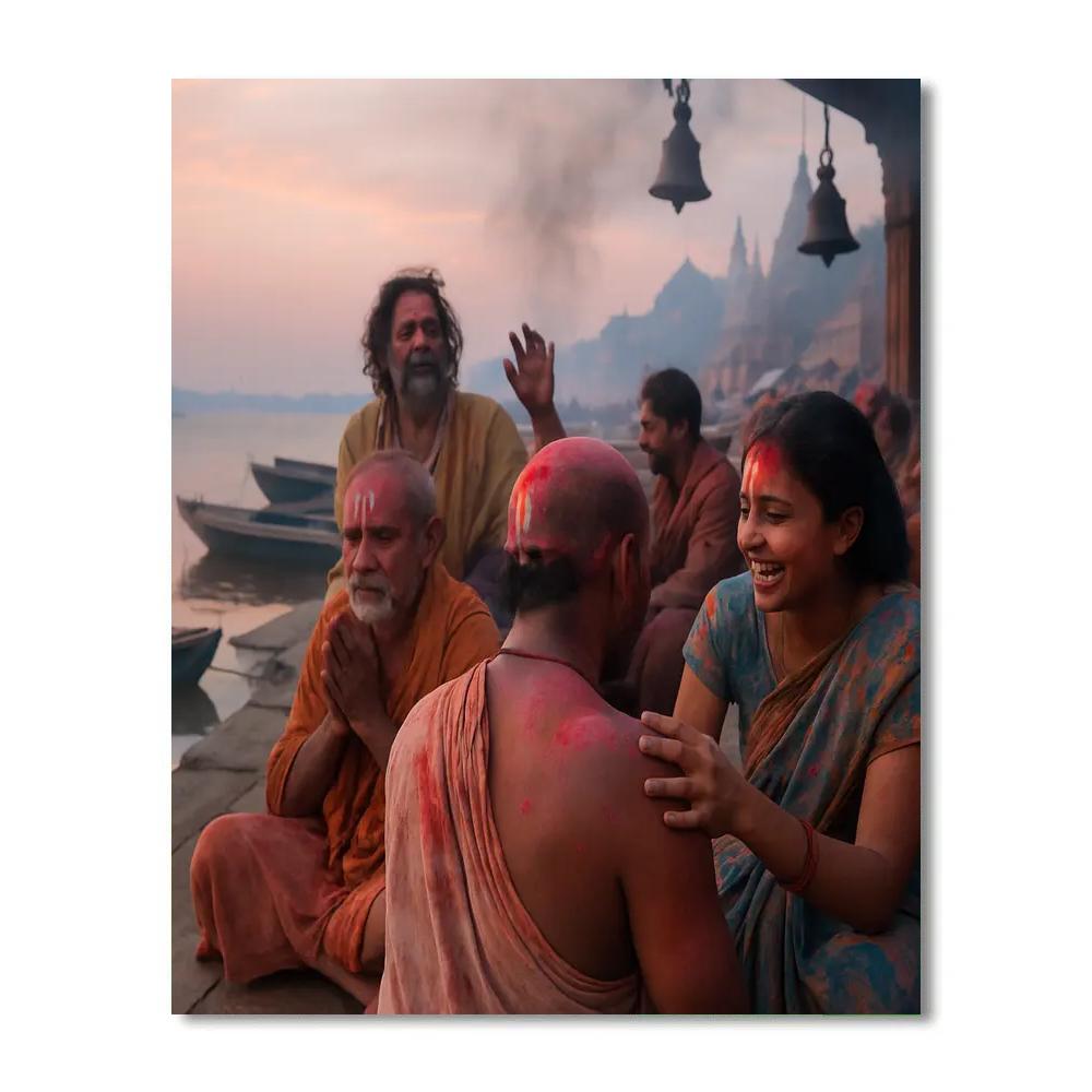 Holi Ritual At Varanasi Sunrise Painting by numbers kit