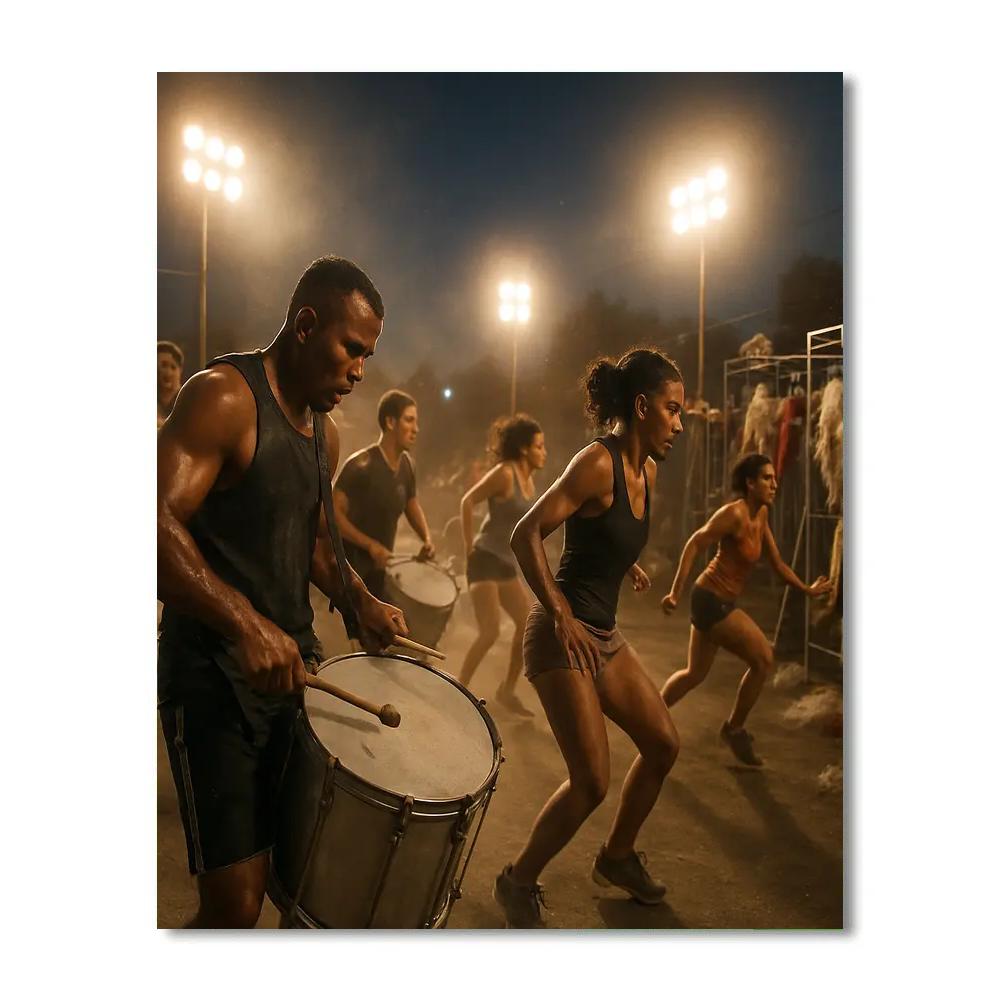 Samba Rehearsal Night Under Floodlights paint by number