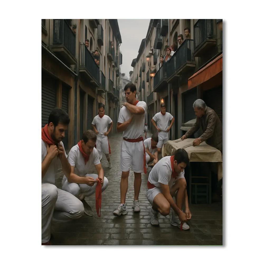 Pamplona Pre-dawn Red Scarf Stretch paint by numbers