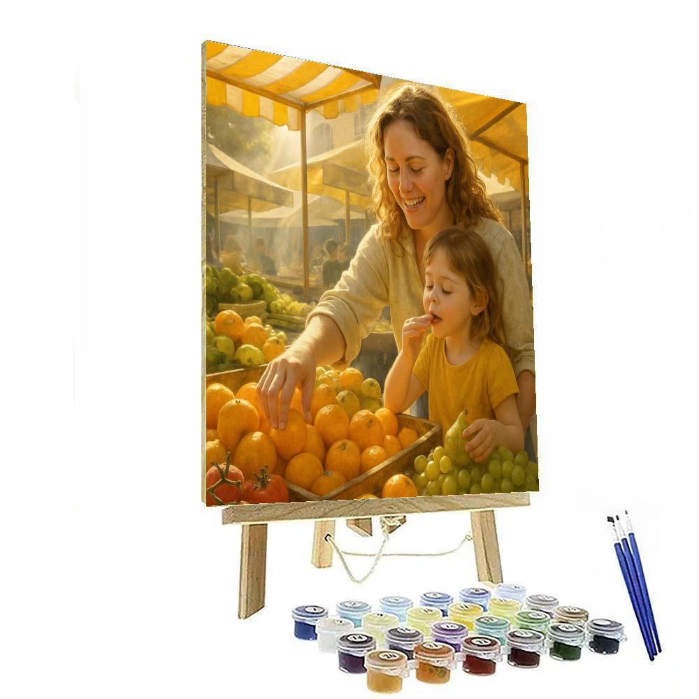 Sunlit Farmers Market Morning painting number kit