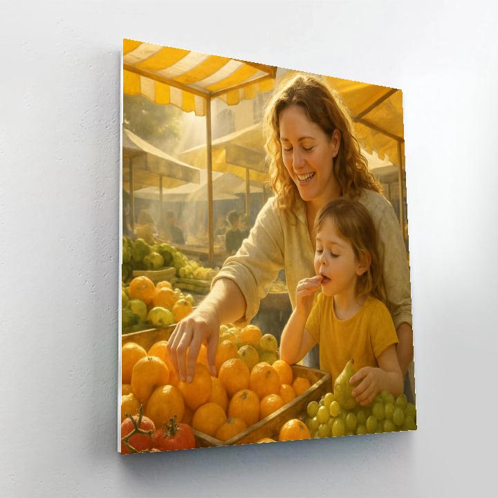 Sunlit Farmers Market Morning painting number kit