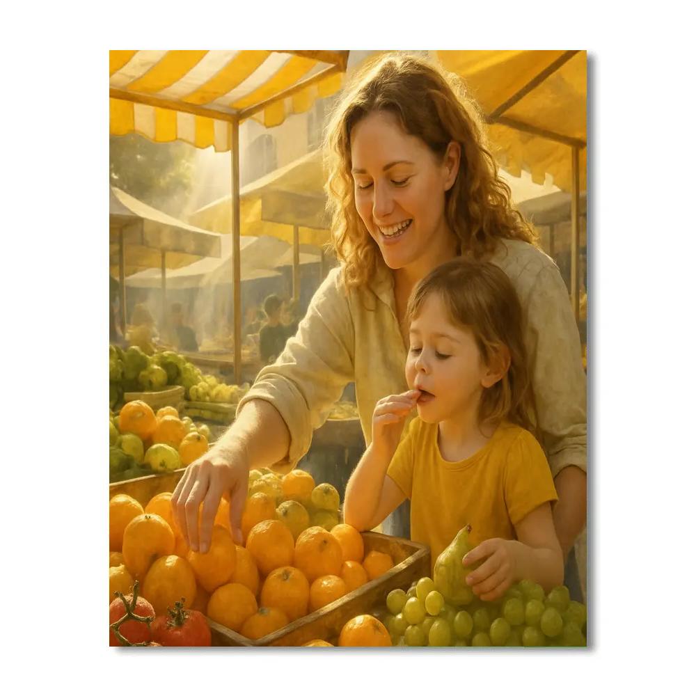 Sunlit Farmers Market Morning painting number kit