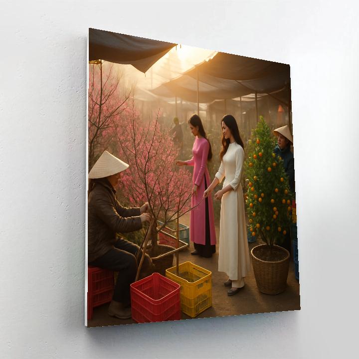 Saigon Tet Flower Stall Morning Paint by numbers art