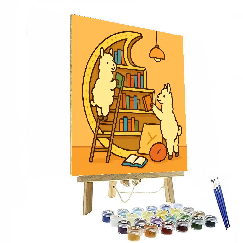 Lunar Library Llamas Number painting