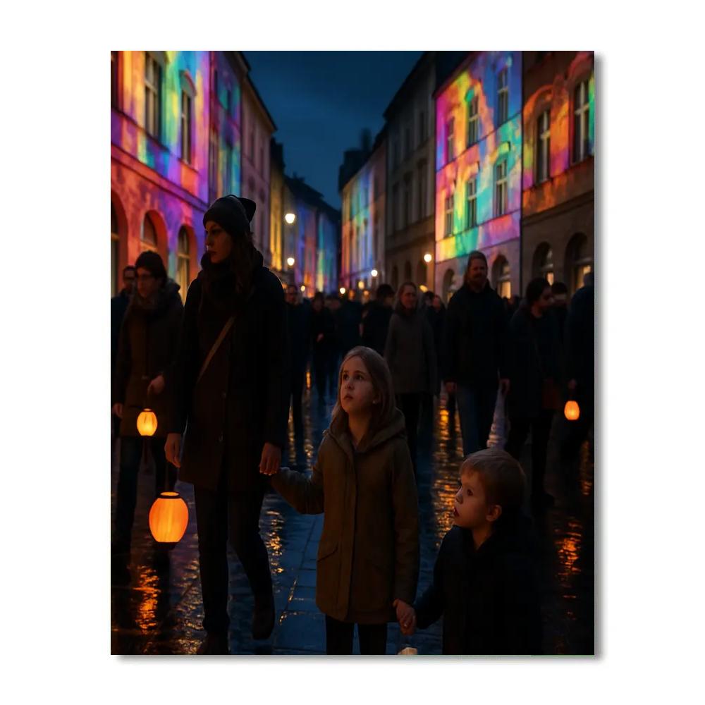 Fete Des Lumieres Neighborhood Projections Paint by numbers art