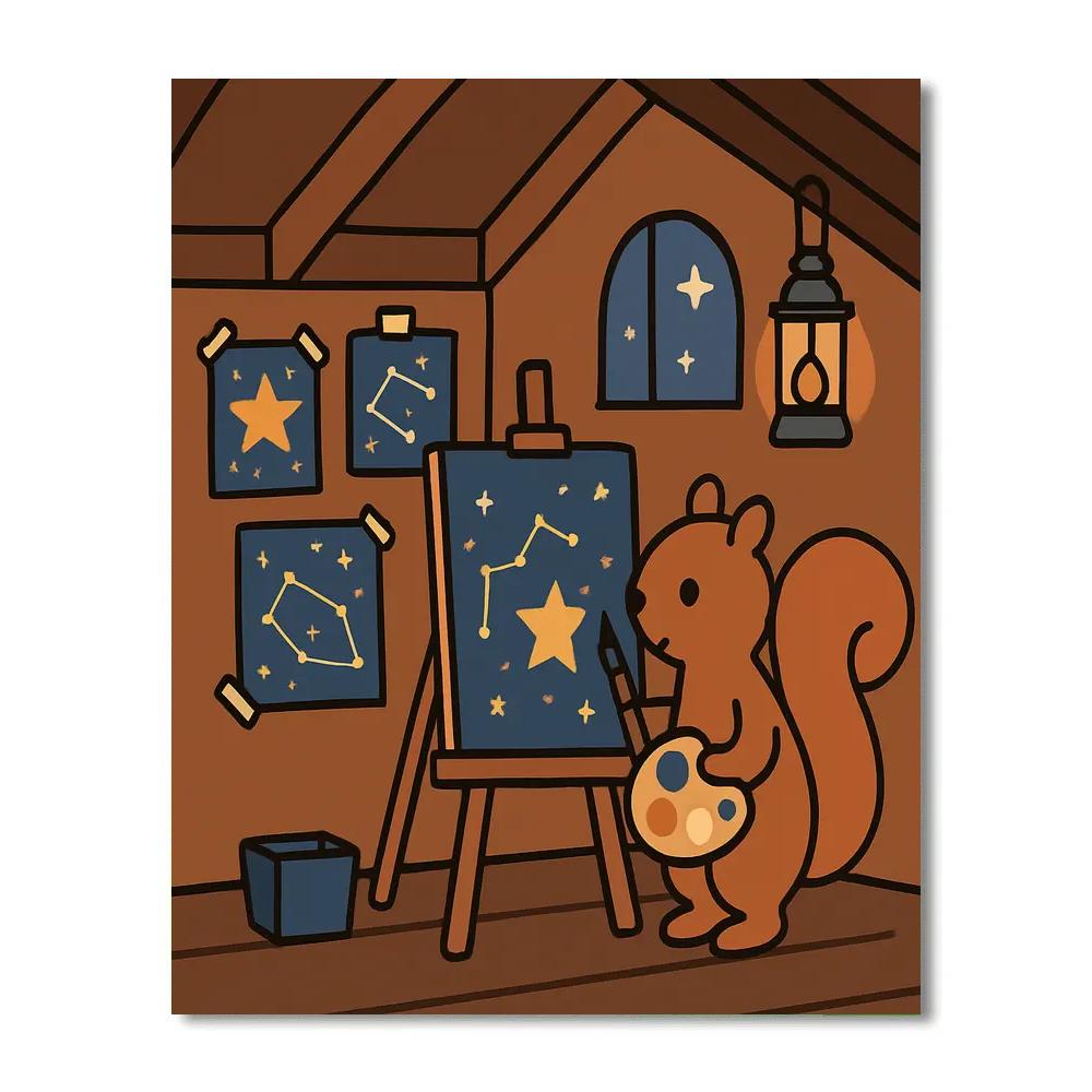 Stargazer Squirrel Studio Paint by numbers art