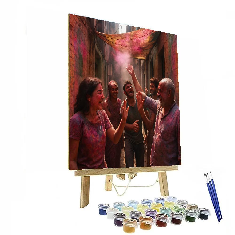 Old Delhi Holi Alley Convergence paint by numbers