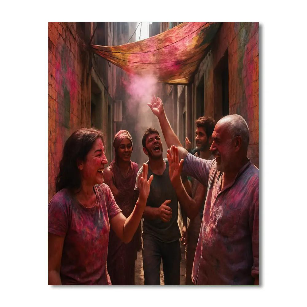 Old Delhi Holi Alley Convergence paint by numbers