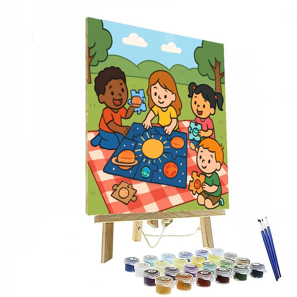 Planetary Puzzle Picnic Painting by numbers kit