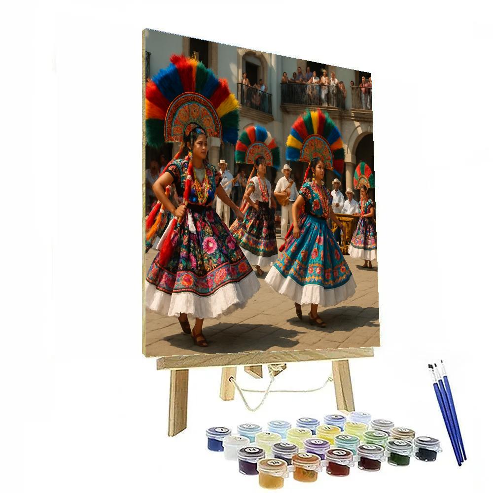 Guelaguetza Indigenous Dance Circle Painting by numbers kit