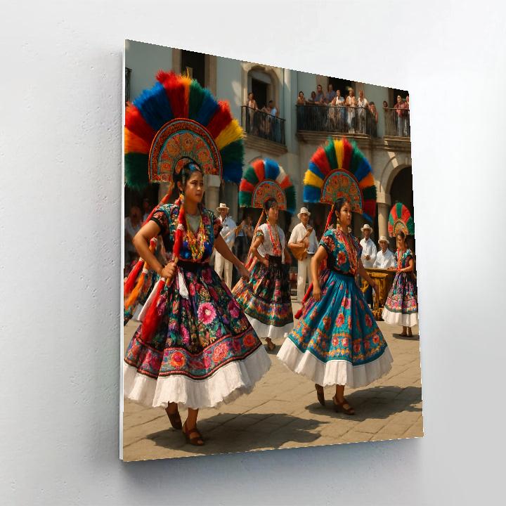 Guelaguetza Indigenous Dance Circle Painting by numbers kit