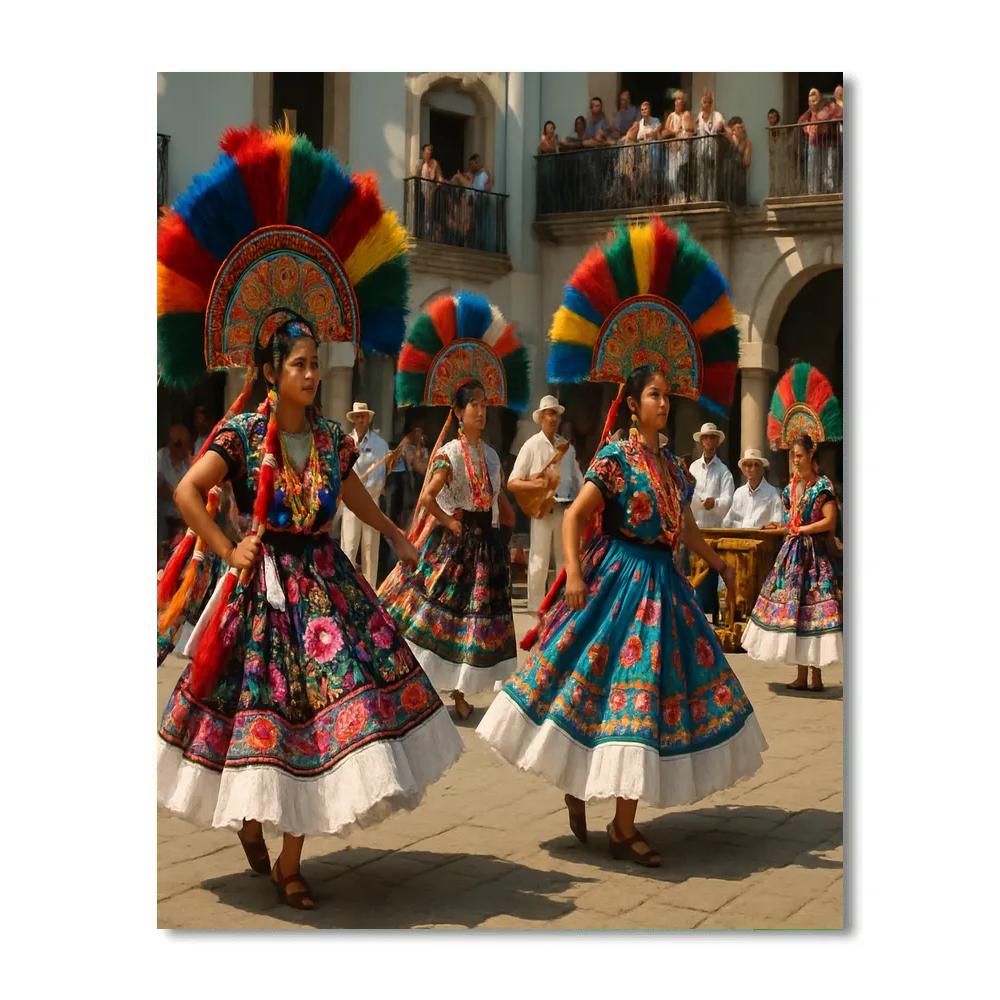 Guelaguetza Indigenous Dance Circle Painting by numbers kit