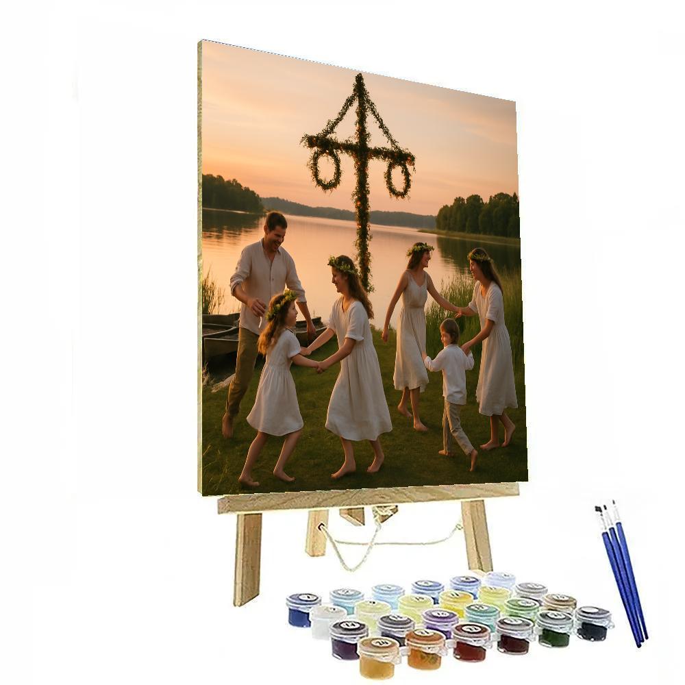 Midsummer Scandinavian Meadow Celebration Number painting