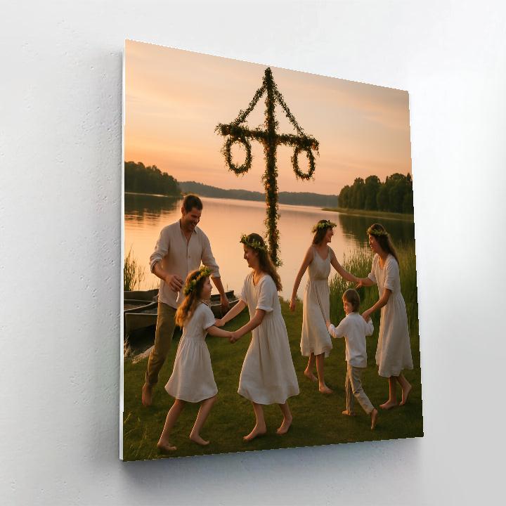 Midsummer Scandinavian Meadow Celebration Number painting