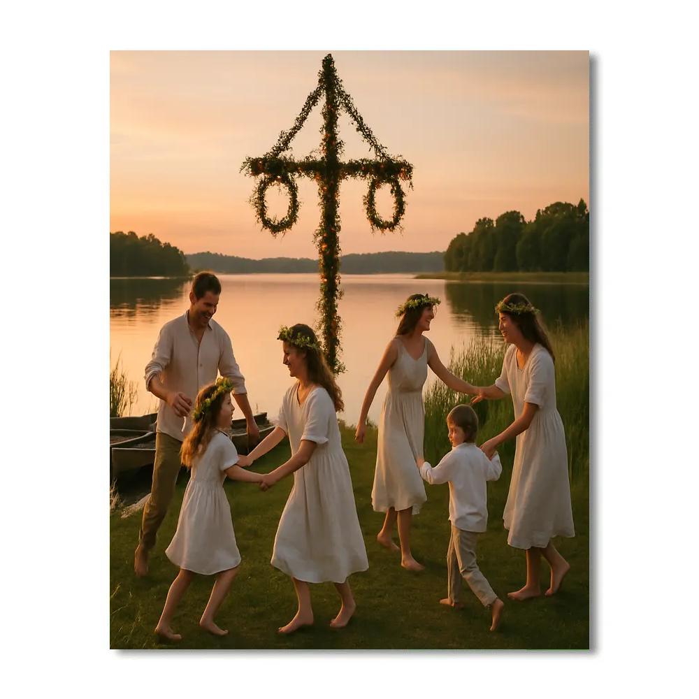 Midsummer Scandinavian Meadow Celebration Number painting