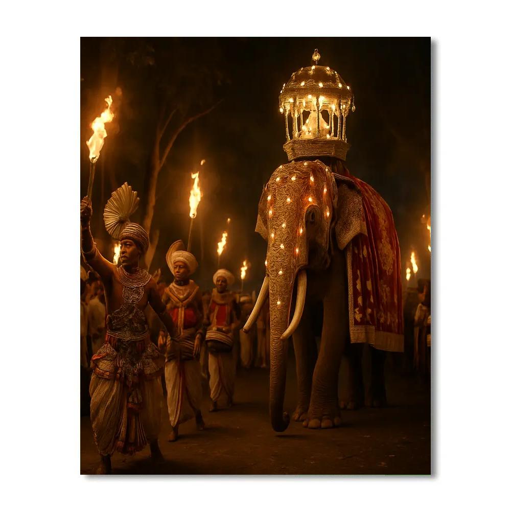 Kandy Perahera Elephant Procession Paint by numbers art
