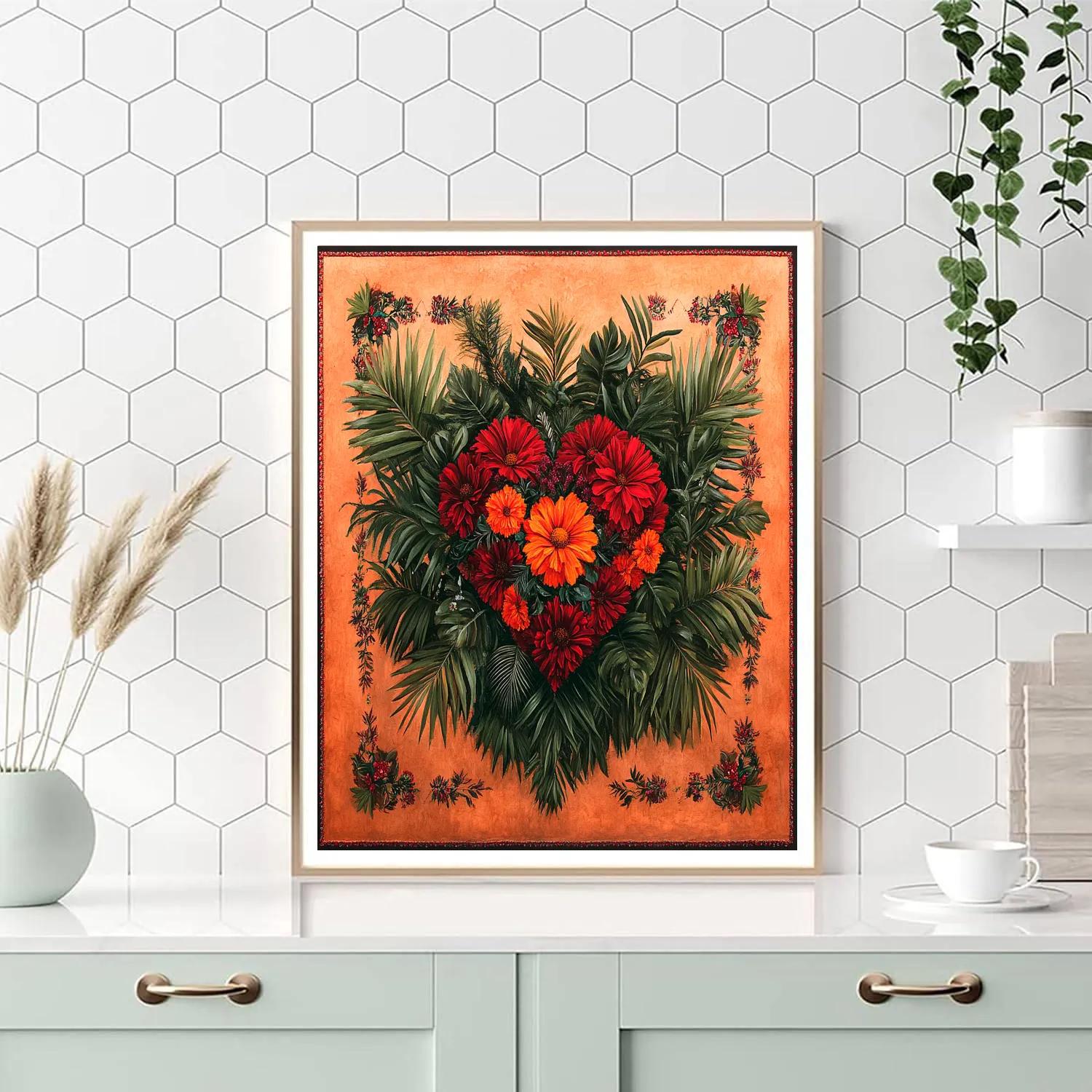 Frida Kahlo Inspired Botanical Heart Paint by numbers kits