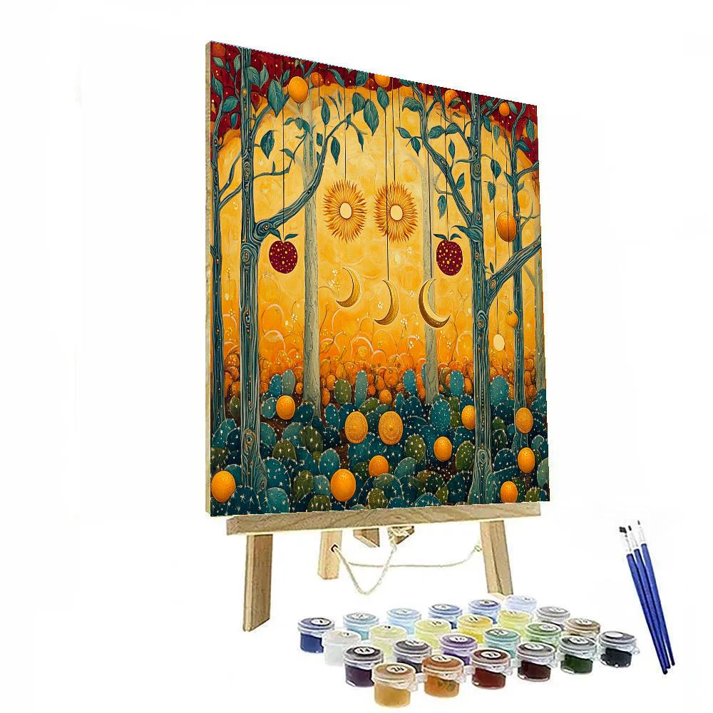 Frida Kahlo Inspired Sun And Moon Orchard paint by number