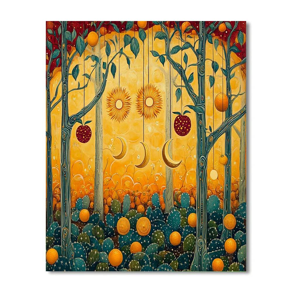 Frida Kahlo Inspired Sun And Moon Orchard paint by number