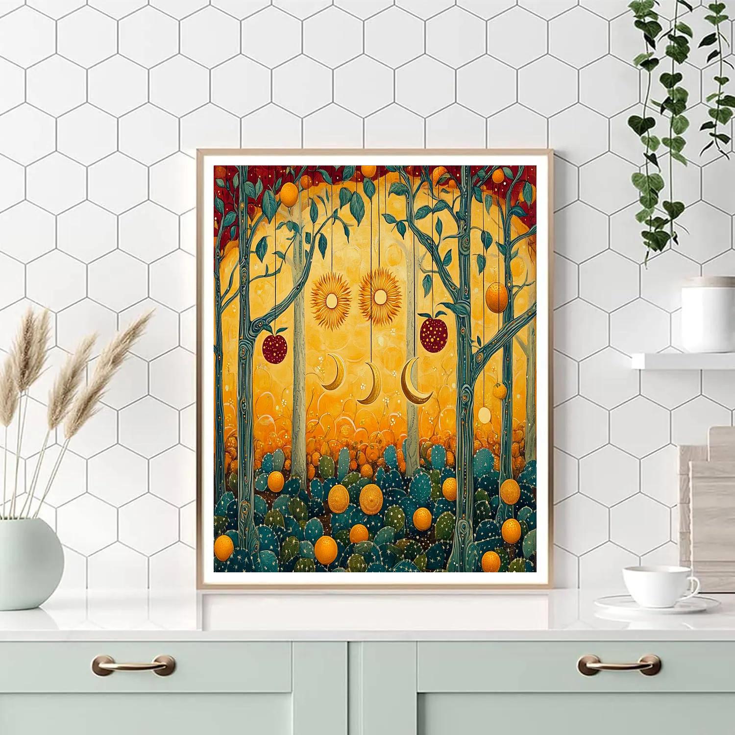 Frida Kahlo Inspired Sun And Moon Orchard paint by number