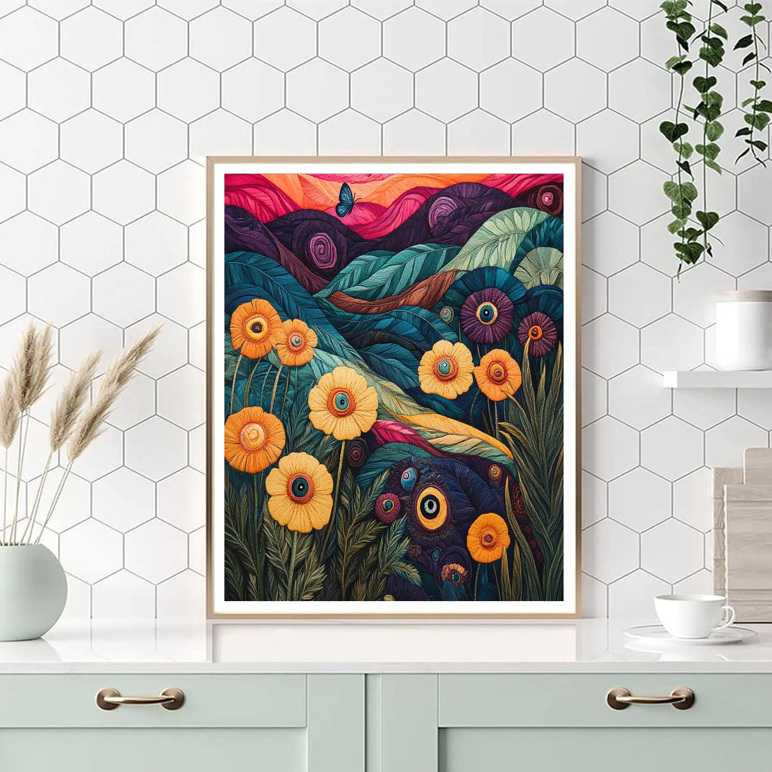 Frida Kahlo Inspired Winged Memory Garden Number painting