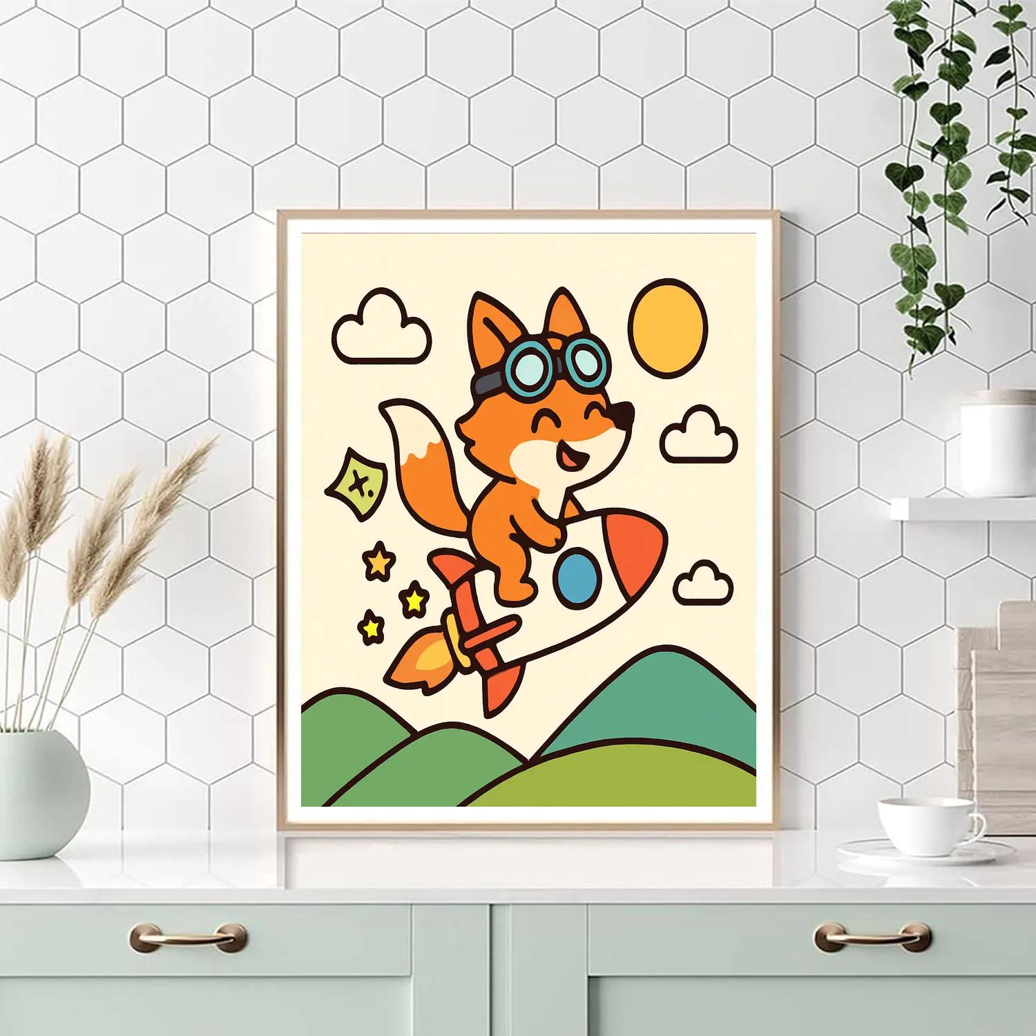 Rocket Riding Fox Painting by numbers kit