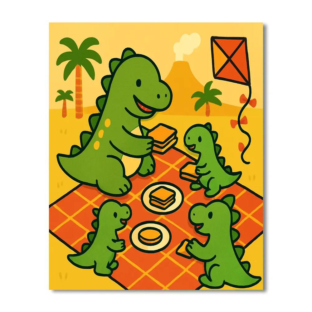 Dino Park Picnic Numbered painting kits