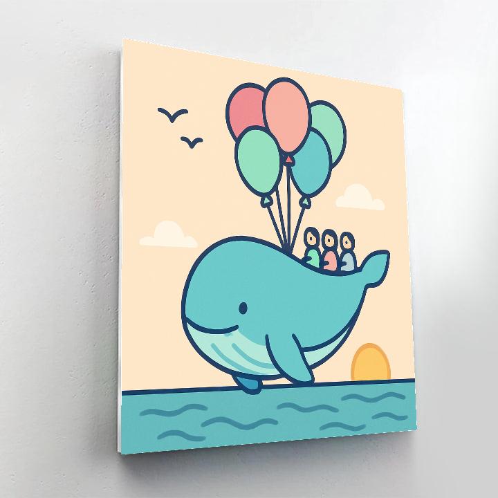Balloon Whale Voyage painting number kit