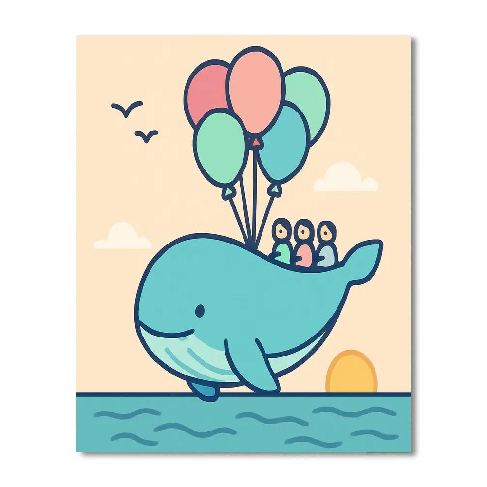 Balloon Whale Voyage painting number kit