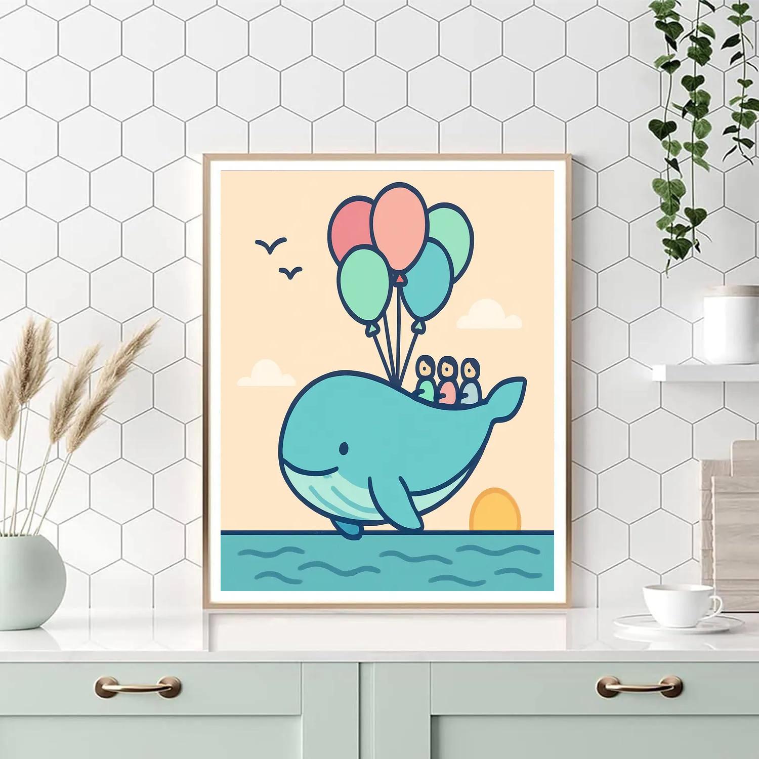 Balloon Whale Voyage painting number kit