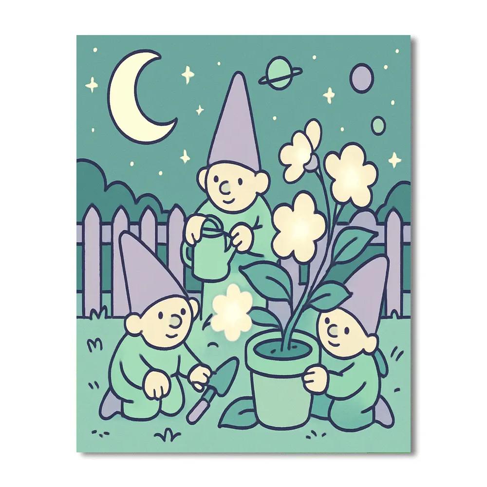 Moon Garden Gnomes painting number kit