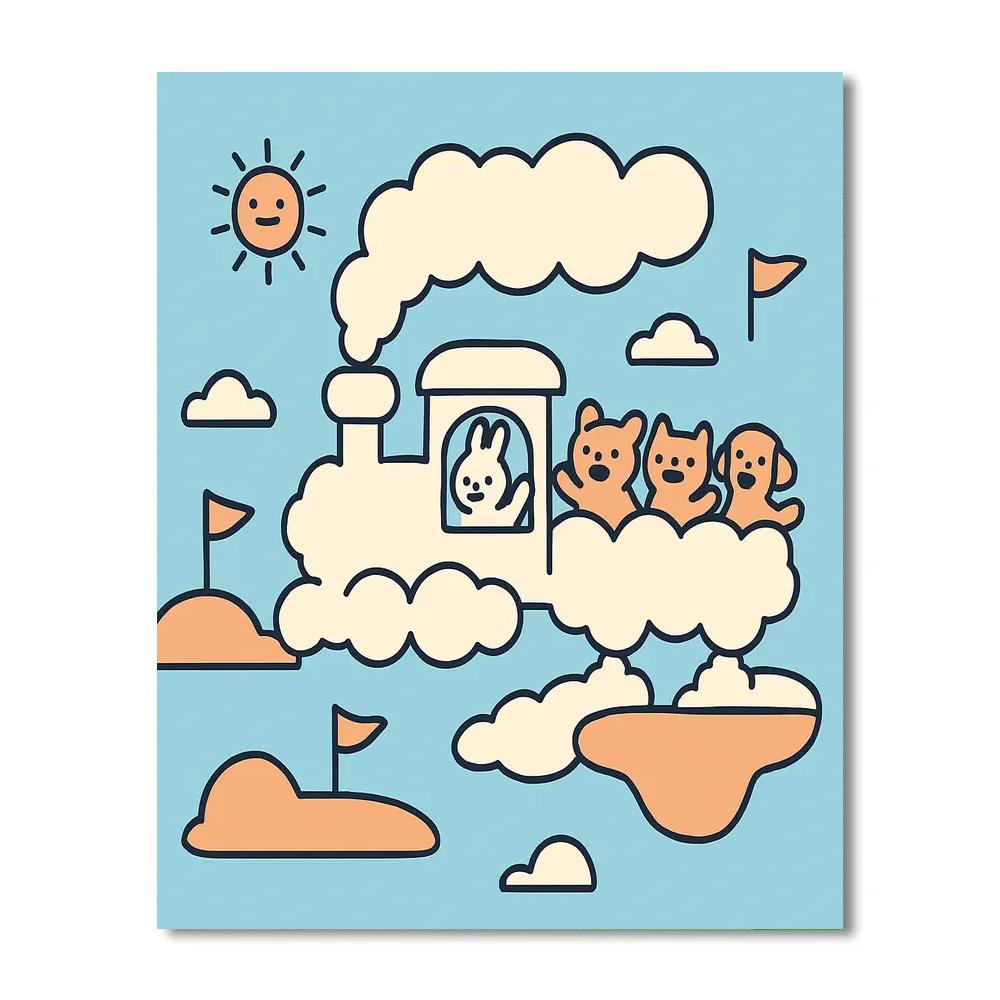 Cloud Kingdom Train Paint by numbers art
