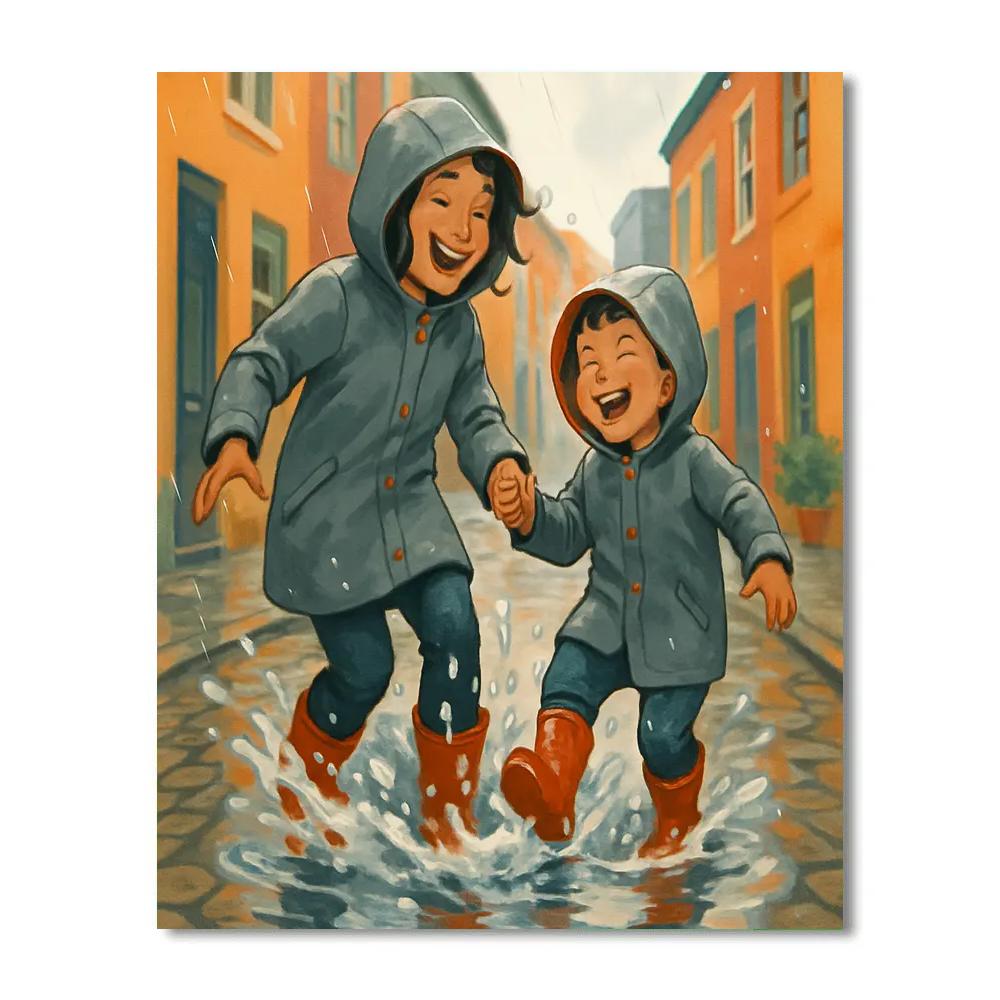 Puddle Jumping Laughter paint by numbers