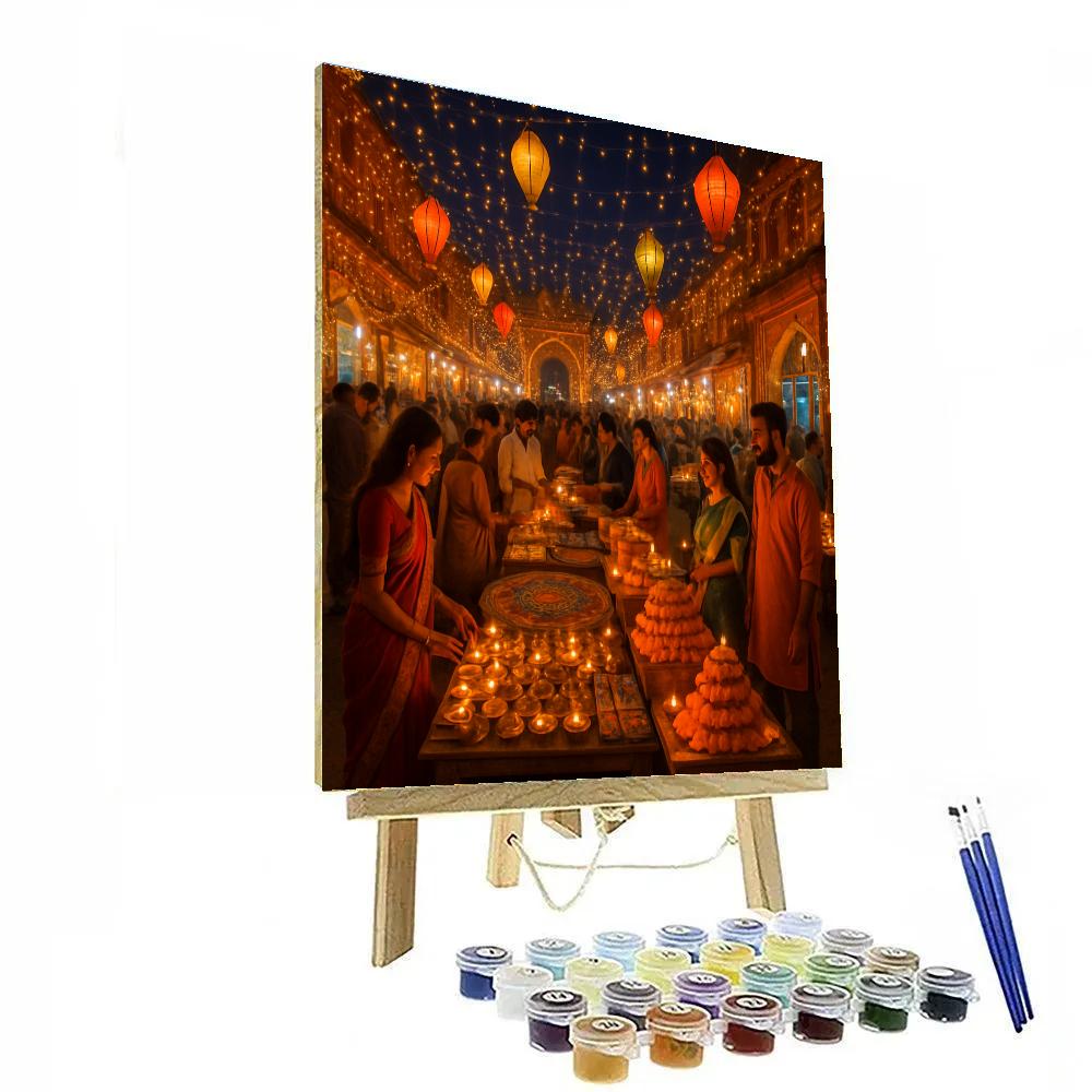 Diwali Night Market In Jaipur Number painting