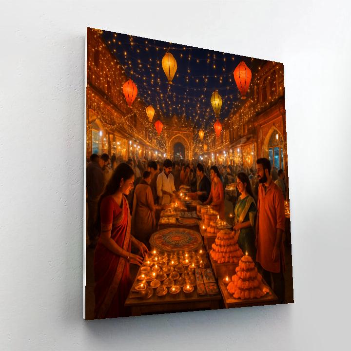 Diwali Night Market In Jaipur Number painting