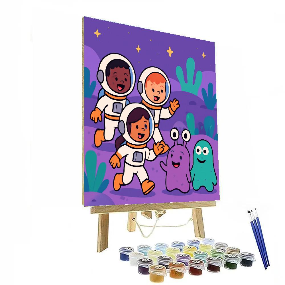 Space Explorers On A Friendly Alien Planet Paint by numbers kits