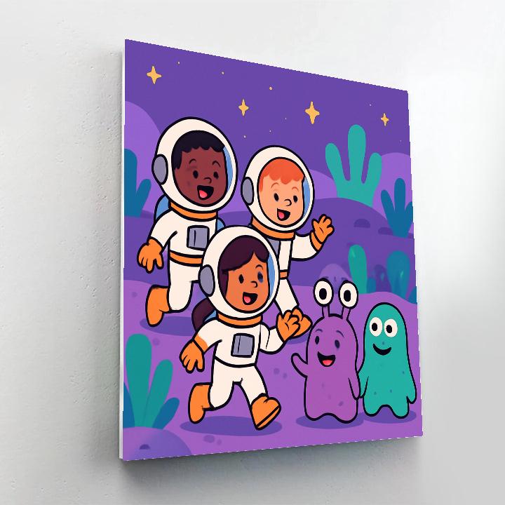 Space Explorers On A Friendly Alien Planet Paint by numbers kits