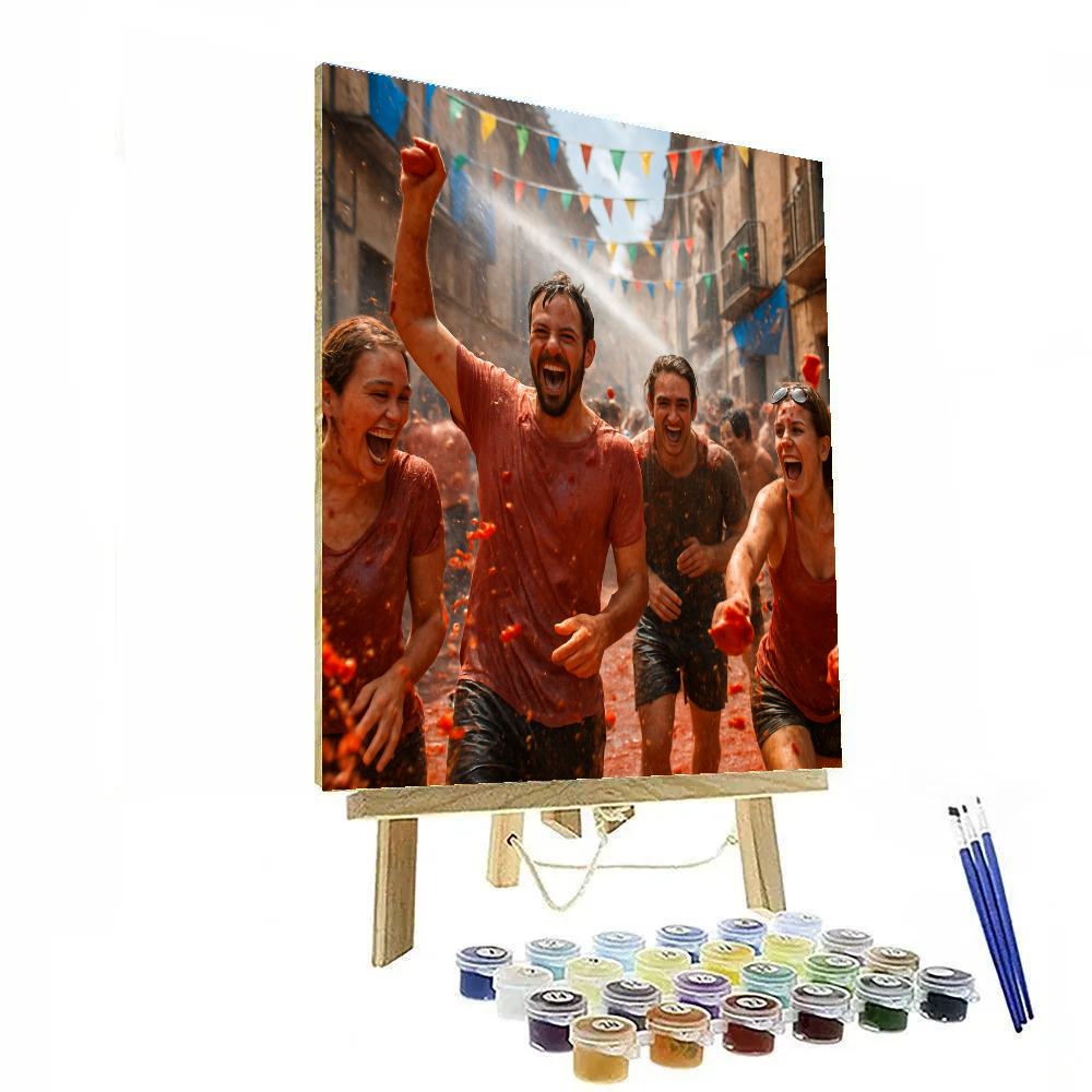 La Tomatina Tomato Fight Festival paint by color
