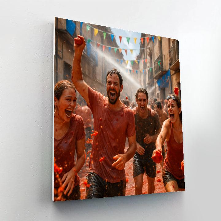 La Tomatina Tomato Fight Festival paint by color