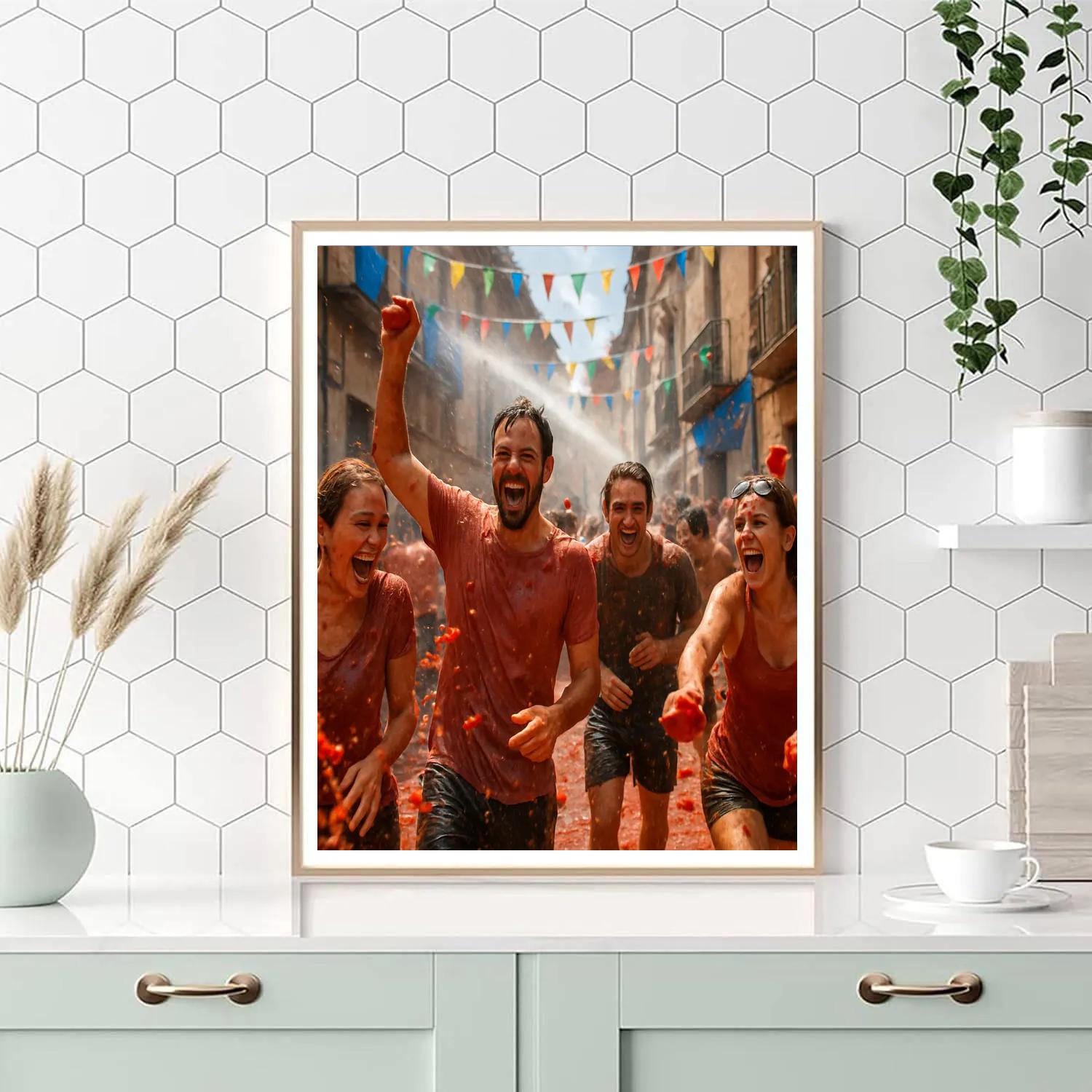 La Tomatina Tomato Fight Festival paint by color