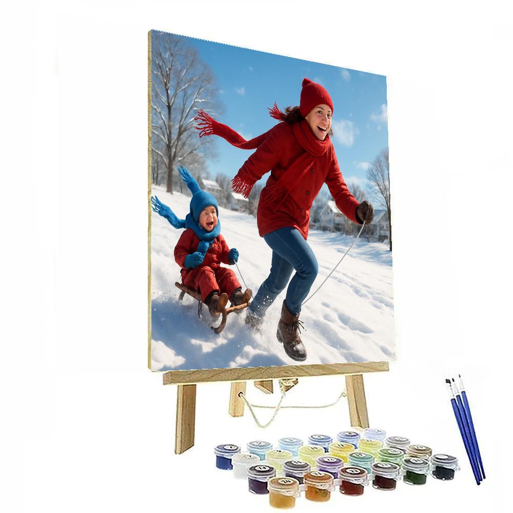 Snow Day Sled Push paint by number