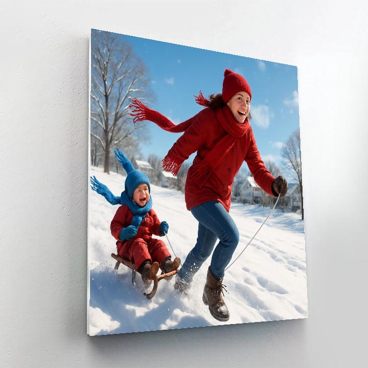 Snow Day Sled Push paint by number