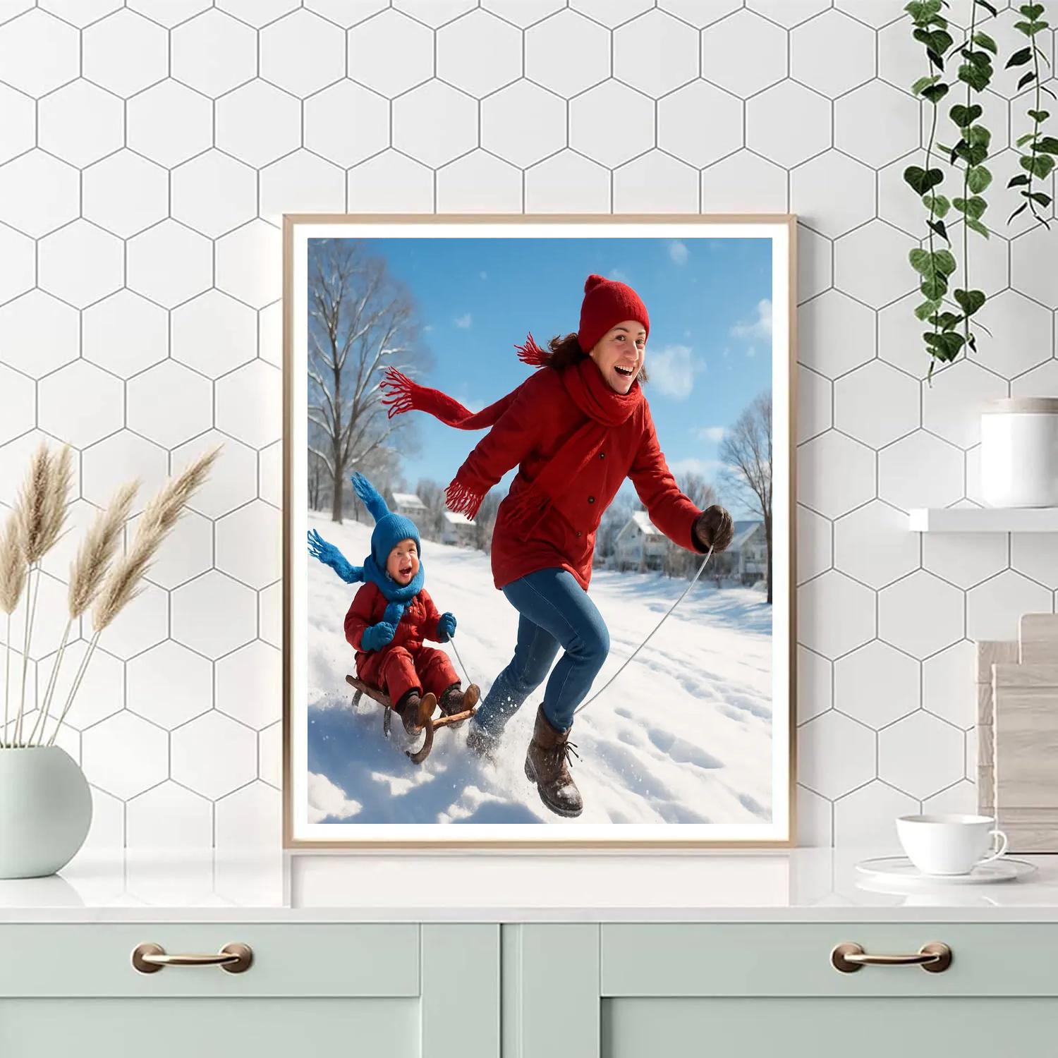 Snow Day Sled Push paint by number