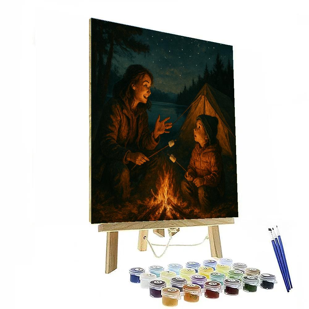 Camping Story By Campfire Number painting