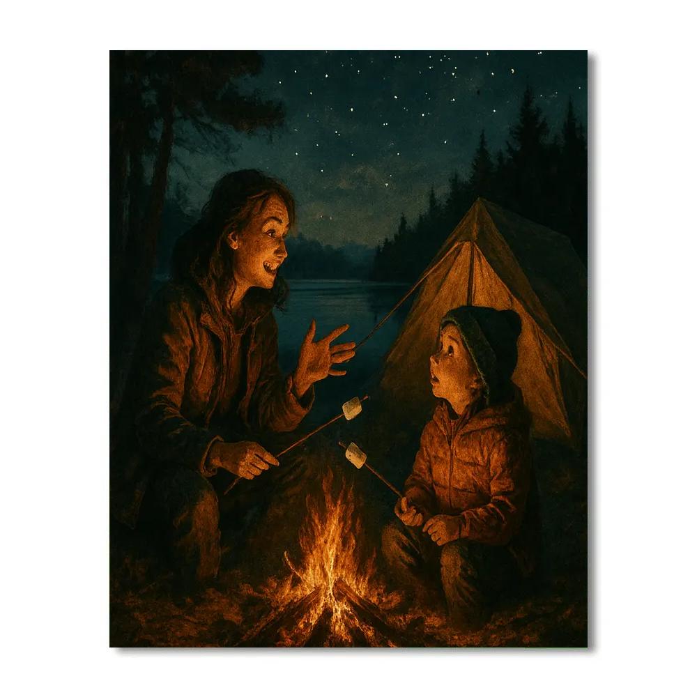 Camping Story By Campfire Number painting